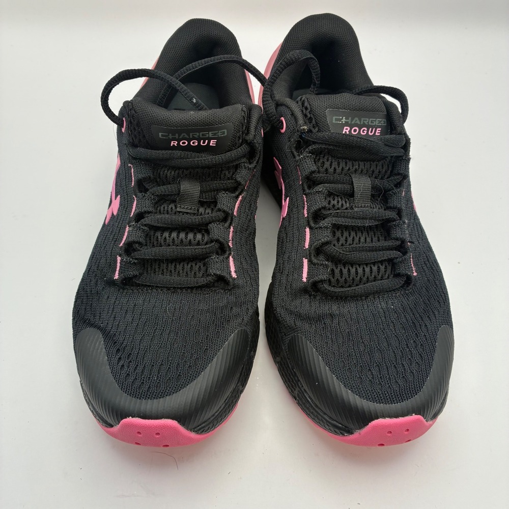 Under Armour Charged Rogue Black Pink Running Shoes 3022868-003 Women 6.5 / 5Y